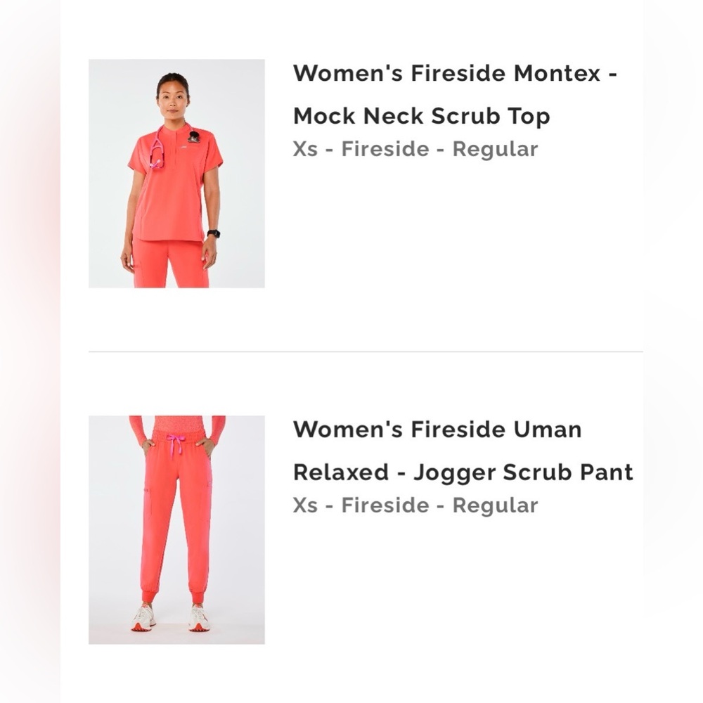 NWT Figs Fireside scrub set. Montex mock neck top Xs + Uman relaxed jogger Xs
